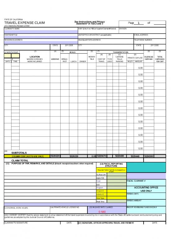 Expense Claim Format In Excel Av Attach Travel Expense Claim Form