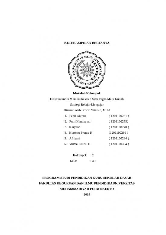 Keterampilan Dasar Mengajar Keterampilan Bertanya K