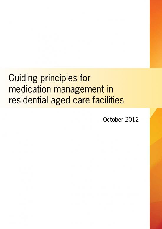 Guiding Principles For Medication Management In Residential Aged Care