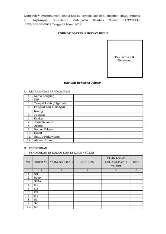 Lampiran V Format Daftar Riwayat Hidup File Daftar Riwayat Hidup Id