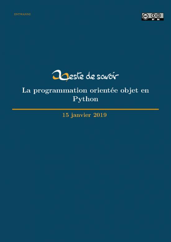 La Programmation Orientee Objet En Python