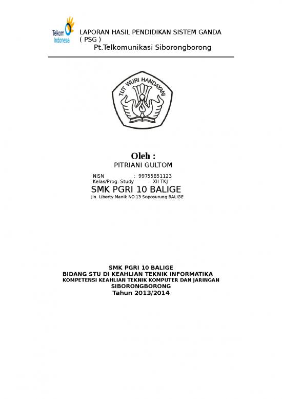 picture Laporan Doc 313 | Laporan Praktek Kerja Industri Di Pt Telkom