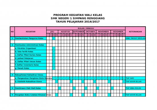 picture Excel Sheet Download 372 | Program Kerja Wali Kelas Semester