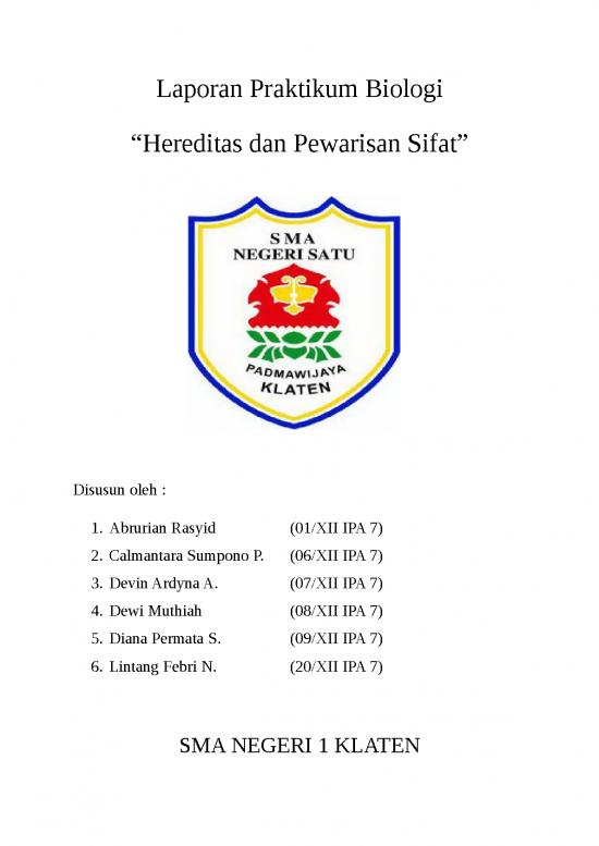 Laporan Doc 409 | Laporan Praktikum Biologi Hereditas Dan Pewarisan Sifat