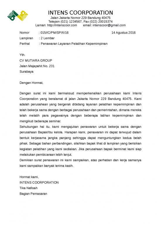 picture Surat Penawaran Penawaran Layanan Pelatihan Kepemimpinan