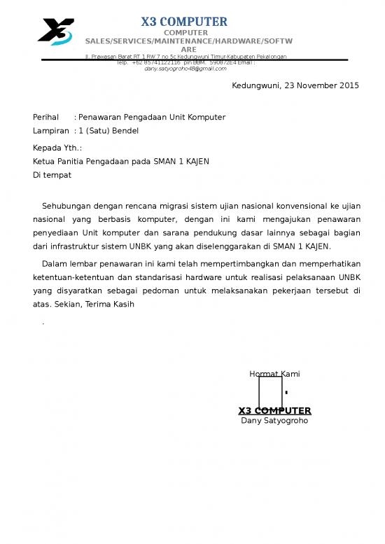 picture Surat Penawaran Pengadaan Unit Komputer
