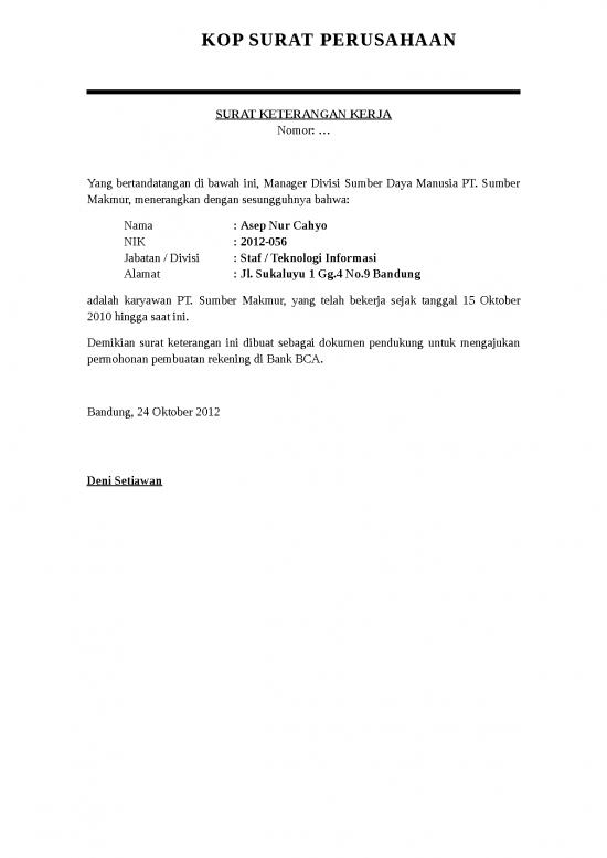 picture Contoh Surat Keterangan Kerja 2
