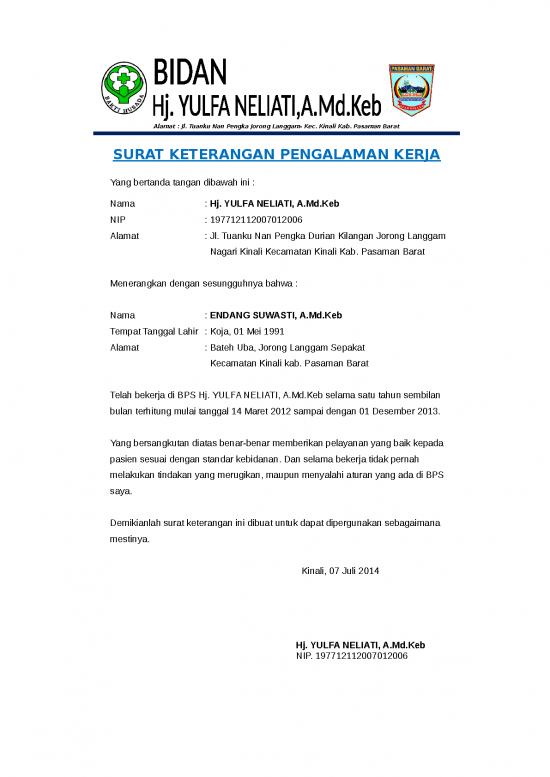 picture Surat Keterangan Pengalaman Kerja Bps Bidan picture Surat Keterangan Pengalaman Kerja Bps Bidan