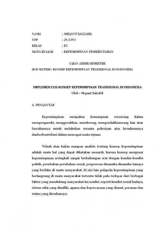 picture Makalah Implementasi Konsep Kepemimpinan Tradisional Diindonesia