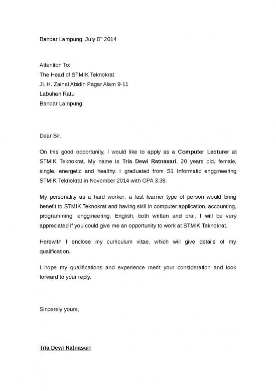 picture Work Spreadsheet 1156 | Surat Lamaran Pekerjaan Bahasa Inggris Computer Lecturer
