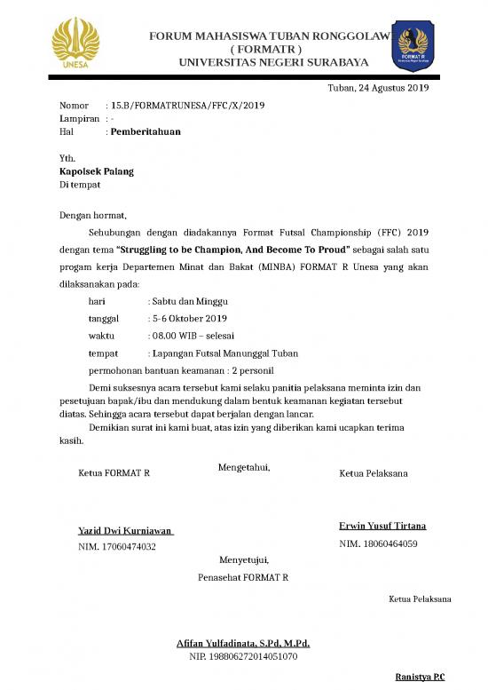 picture Surat Pemberitahuan Kegiatan Ke Kapolsek