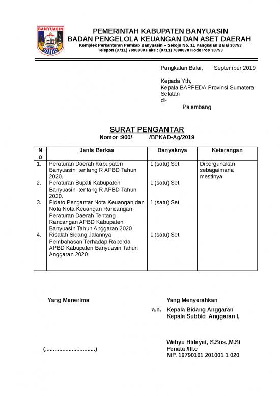 picture Surat Pengantar Perubahan Apbd