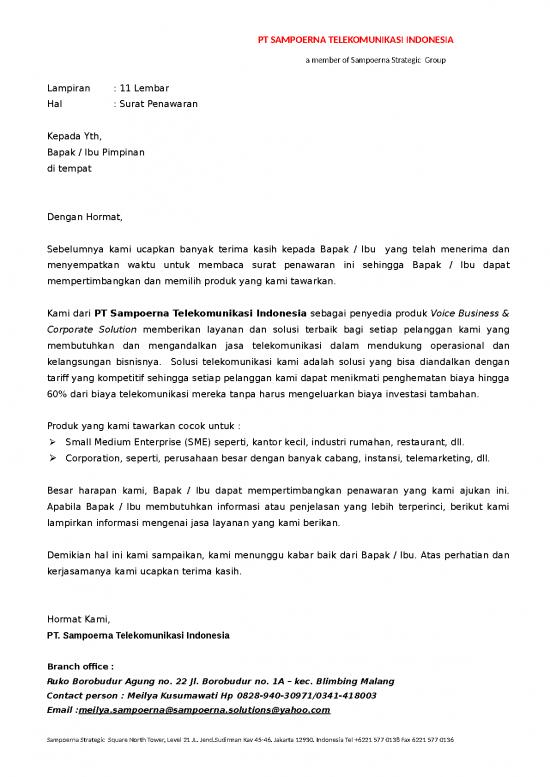 picture Business Spread Sheet 1473 | Proposal Penawaran Jasa Telekomunikasi