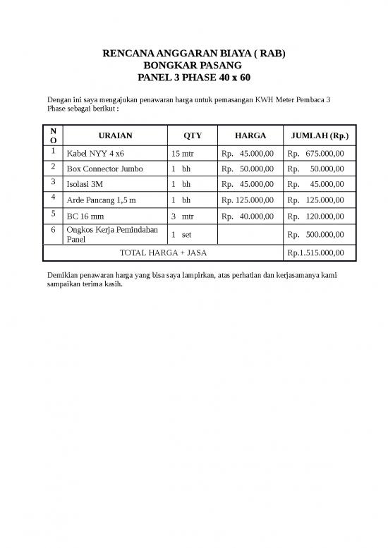 picture Rencana Anggaran Biaya 1558 | Rencana Anggaran Biaya Rab Bongkar Pasang Panel 3phase