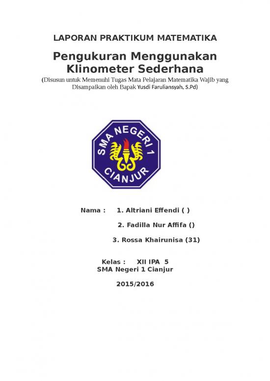 picture Laporan Doc 1837 | Laporan Praktikum Matematika Pengukuran Menggunakan Klinometer Sederhana