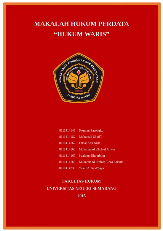 Makalah Hukum Perdata - Hukum Waris