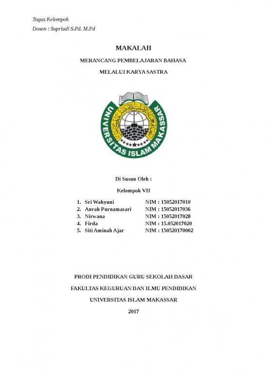 picture Makalah Merancang Pembelajaran Bahasa Melalui Karya Sastra