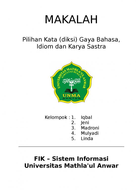 picture Makalah Pilihan Kata Diksi Gaya Bahasa Idiom Dan Karya Sastra picture Makalah Pilihan Kata Diksi Gaya Bahasa Idiom Dan Karya Sastra