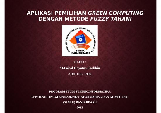 picture Green Powerpoint Template 2279 | Power Point - Aplikasi Pemilihan Green Computing Dengan Metode Fuzzy Tahani