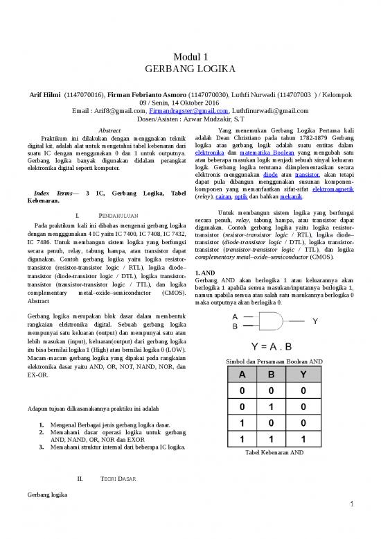 Laporan Doc 1860 | Laporan Praktikum Teknik Digital Gerbang Logika