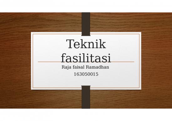 Teknik Fasilitasi