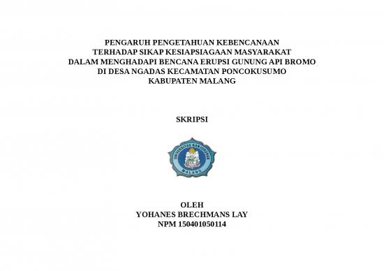 picture Penelitian Deskriptif 3083 | Pengaruh Pengetahuan Kebencanaan Terhadap Sikap Kesiapsiagaan Masyarakat Dalam Menghadapi Bencana Erupsi Gunung Api 