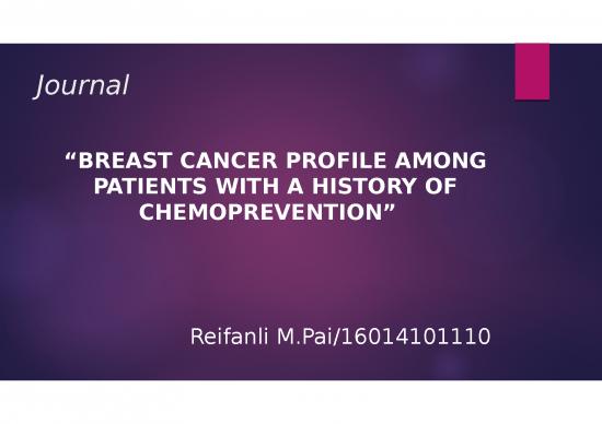 picture_Kanker Payudara - Breast Cancer Profile Among Patients With A History Of Chemoprevention