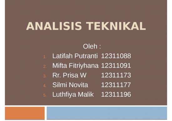 Analisis Teknikal - Pola-pola Pergerakan Harga Saham Dari Waktu Ke Waktu