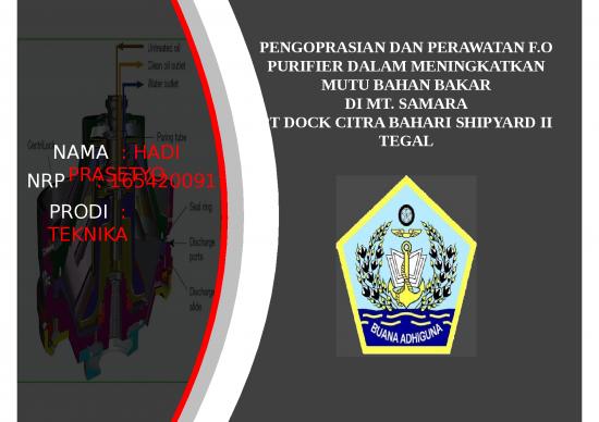 picture Contoh Laporan Perpustakaan 3411 | Fo Purifier - Pengoprasian Dan Perawatan Fo Purifier Dalam Meningkatkan Mutu Bahan Bakar