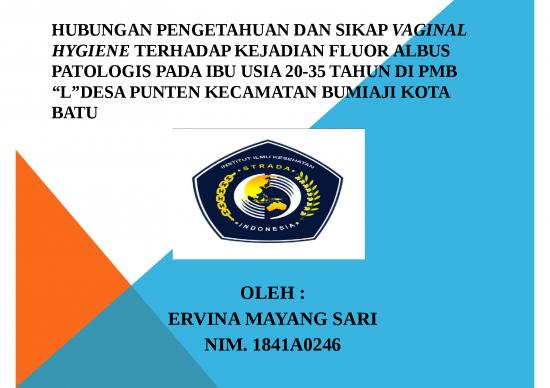 picture Contoh Metode Penelitian 3452 | Vaginal Hygiene - Hubungan Pengetahuan Dan Sikap Vaginal Hygiene Terhadap Kejadian Fluor Albus Patologis Pada Ibu Usia 20-35 Tahun