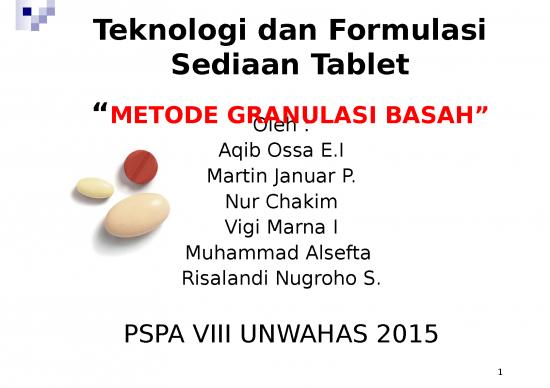 picture_Powerpoint Oral Presentation 3482 | Metode Granulasi Basah - Teknologi Dan Formulasi Sediaan Tablet