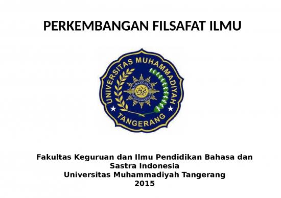 Perkembangan Filsafat Ilmu