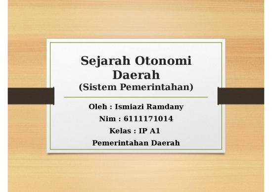 Sejarah Otonomi Daerah - Sistem Pemerintahan