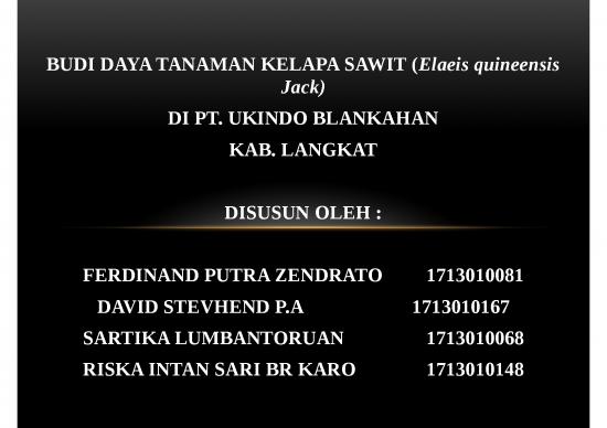 picture_Family Presentation Ppt 3769 | Budi Daya Tanaman Kelapa Sawit - Elaeis Quineensis Jack