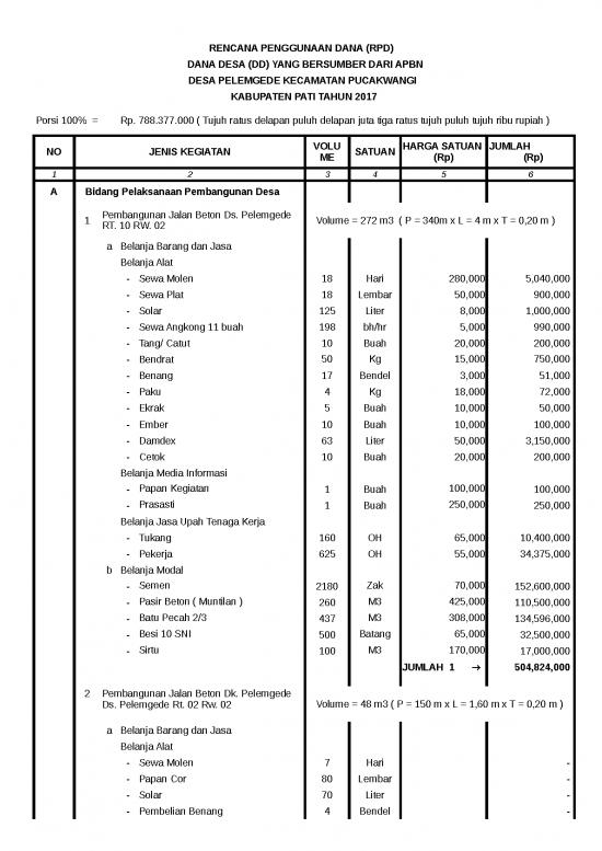 picture1_Excel Sheet Download 3847 | Contoh Rpd Dana Desa - Rencana Penggunaan Dana Rpd