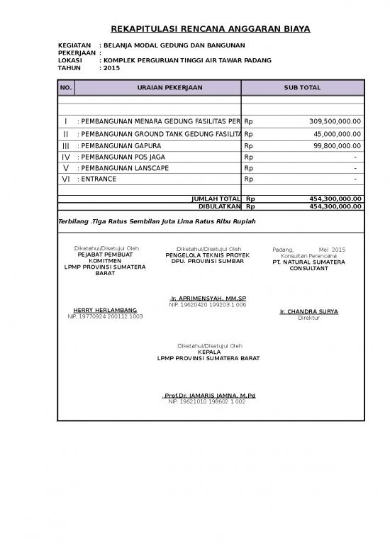 Download File XLSX - Excel Sheet Download 3865 - Contoh Rab - Pembangunan Ground Tank Gedung Fasilitas Perkantoran
