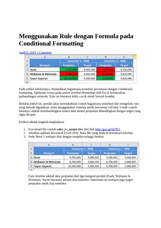 picture_Excel 2010 - Menggunakan Rule Dengan Formula Pada Conditional Formatting