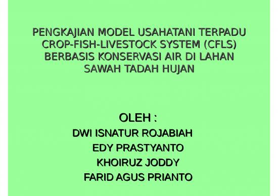 picture1_Cfls - Pengkajian Model Usaha Tani Terpadu Crop-fish-livestock System Cfls Berbasis Konservasi Air Di Lahan Sawah Tadah Hujan