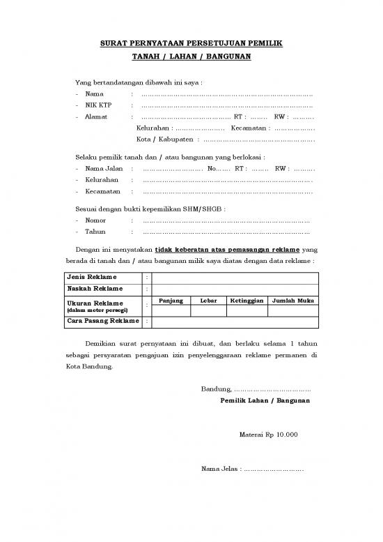 picture Surat Persetujuan Id 24703 | 2018 06 05 Dwon Surat Pernyataan Persetujuan Pemilik Lahan Untuk Reklame