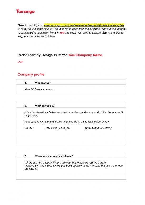 picture Business Spread Sheet 25325 | Brand Design Brief Template