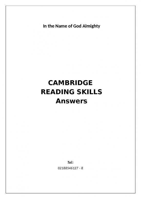 picture Exercise Spreadsheet 24017 | Cambridge Reading Skills Answers