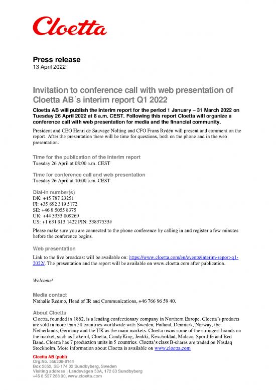 picture1_Financial Spreadsheet 26026 | Cloetta Invitation To Conference Call With Web Presentation Of Cloetta Abs Interim Report Q1 2022 220413
