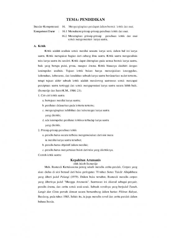 picture_Sastra Pdf 25449 | Kritik Dan Esai