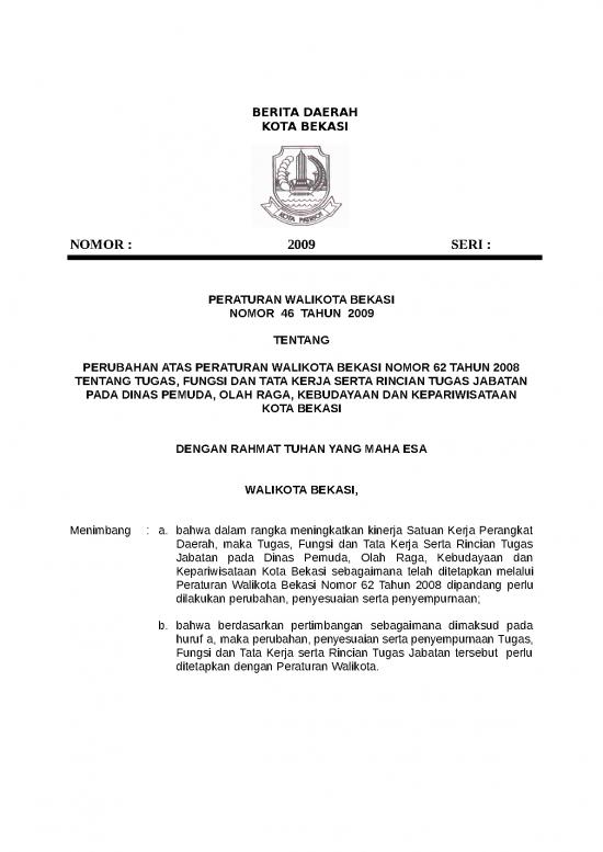 picture_Perwal N 46 Th 2009 Perubahan Tupoksi Disporbudpar