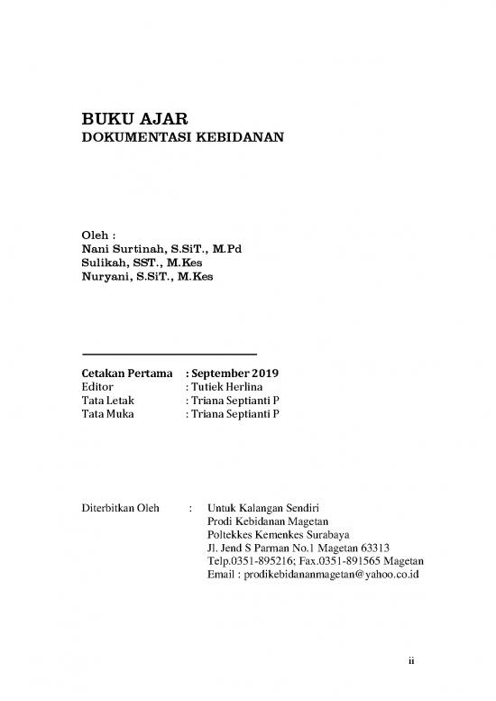 Dokumentasi Kebidanan Id 25414 | Bahan Ajar Dokumentasi Kebidanann