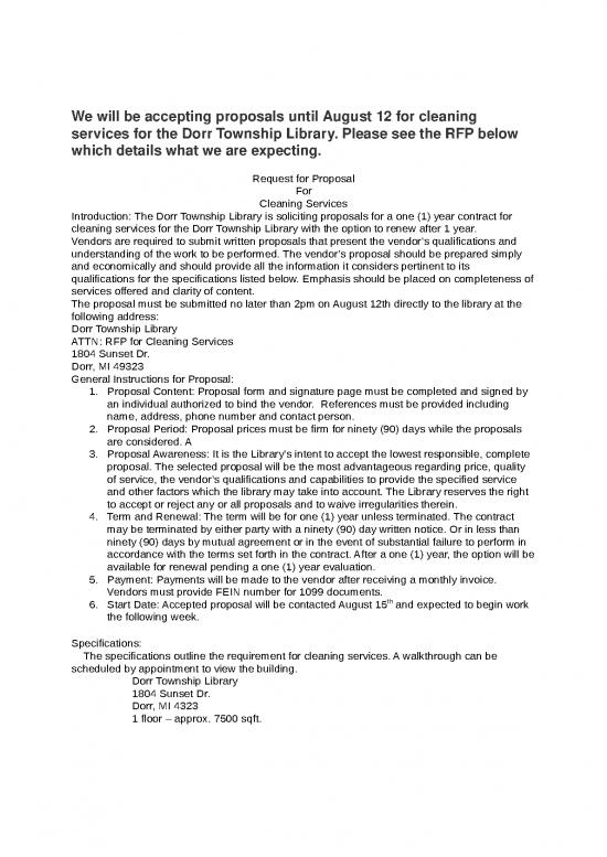 picture Free Templates For Cleaning Services 28641 | Cleaning Rfp Dorr Library