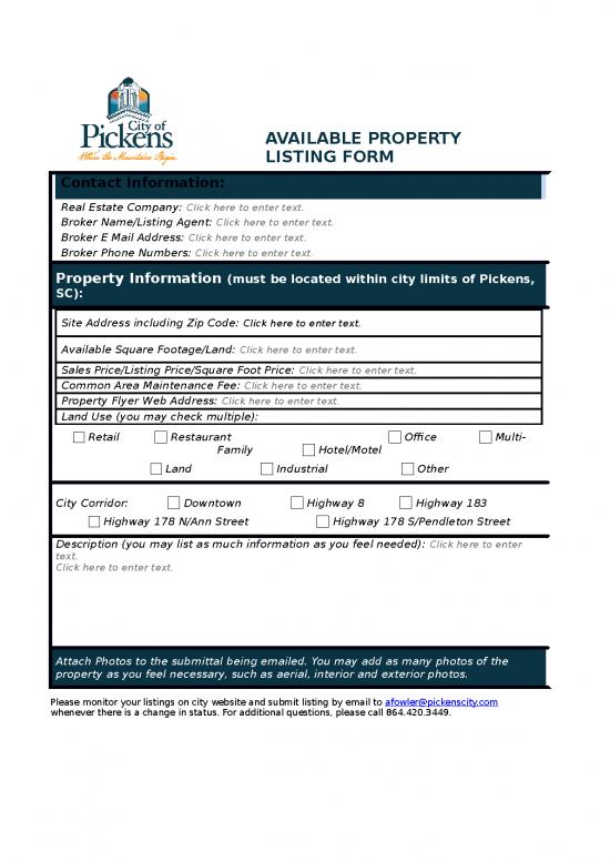 picture Word Real Estate Templates 28688 | Cop Availableproperties Listingform