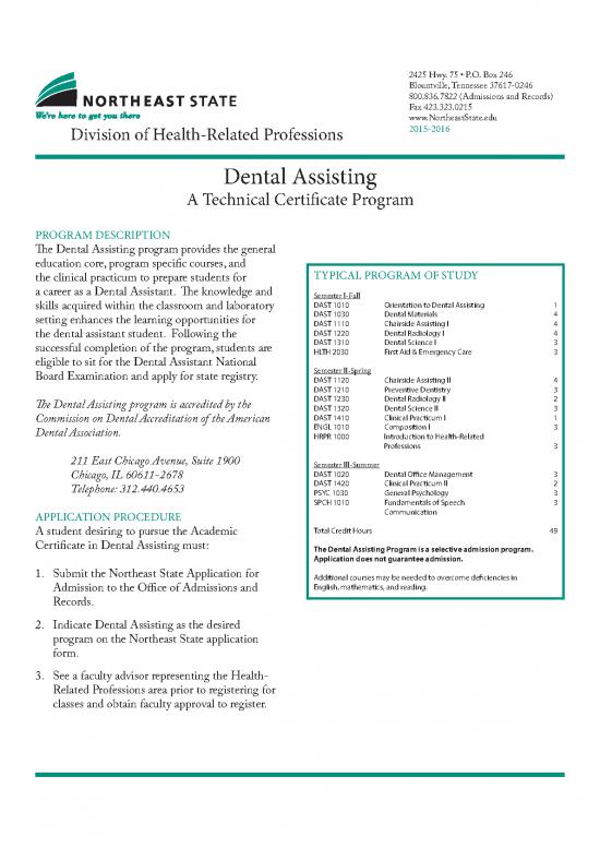 picture1_Theoretical Orientation Pdf 28309 | Dental Assisting Certificate Nescc 2 01 144