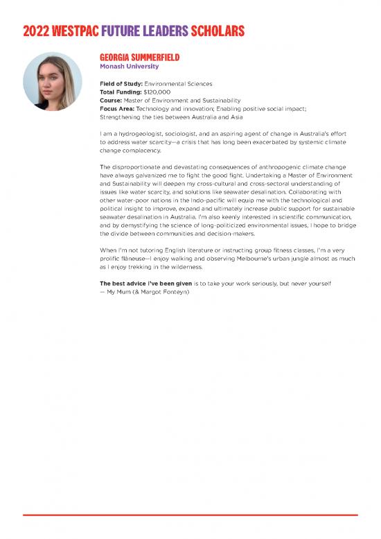 picture Westpac Future Leaders Id 28073 | Georgia Summerfield Wfls Profile