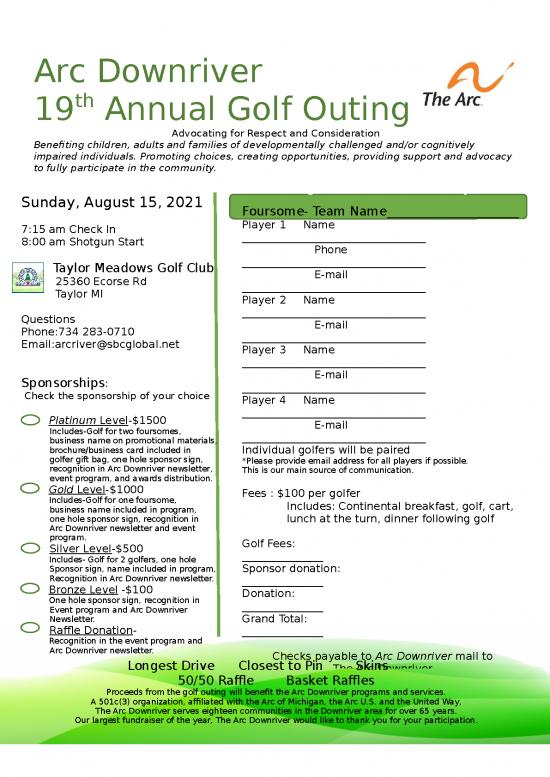 picture Business Spread Sheet 28741 | Golf Outing Flyer 2 2021